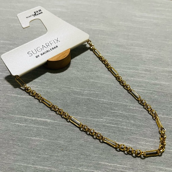 New SugarFix by BaubleBar Gold Mixed Link Chain Necklace - Picture 1 of 4